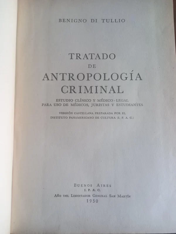 TRATADO DE ANTROPOLOGÍA CRIMINAL
